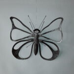 Papillon (40cm x 40cm) - Acier 10/1000 martelé ciselé